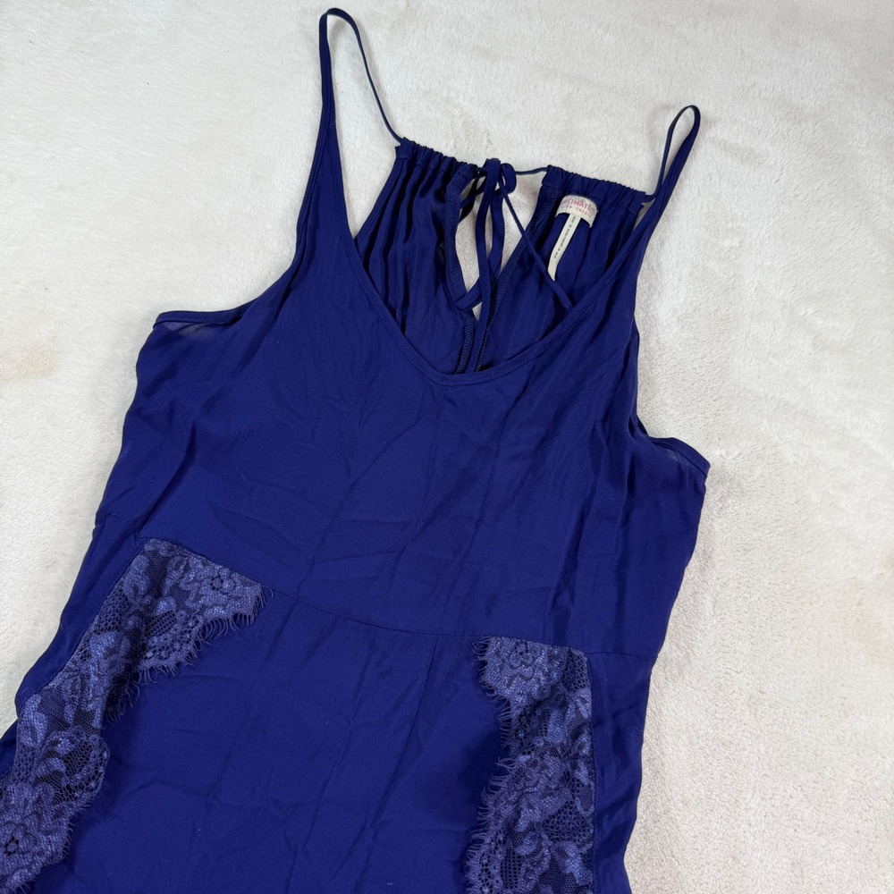 Intimately Free People Blue Lace Trim Handkerchief Hem Slip Dress Small OB40170